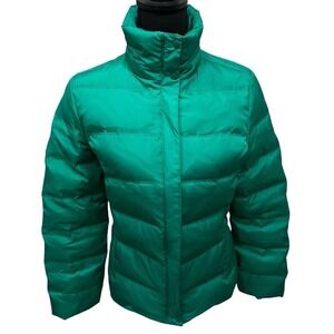 Lucky Brand Down Puffer Jacket Zip Front Hoodie Junior's Size Medium Kelly Green